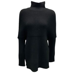 BRANDON MAXWELL BLACK WOOL AND CASHMERE KNIT SWEATER